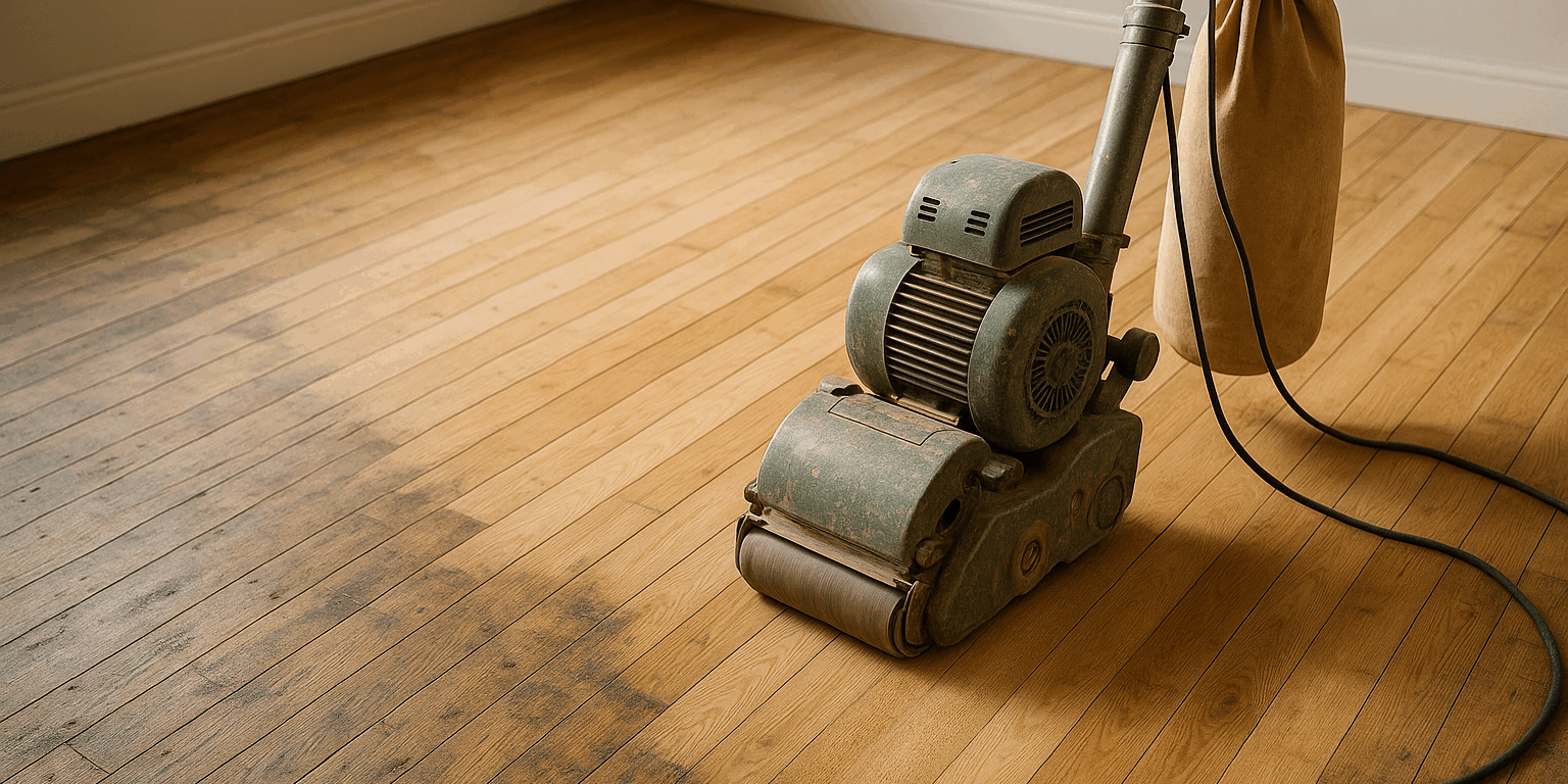 Illustration af Afslibning af gulv: Hvornår er det tid til at forny dit trægulv?