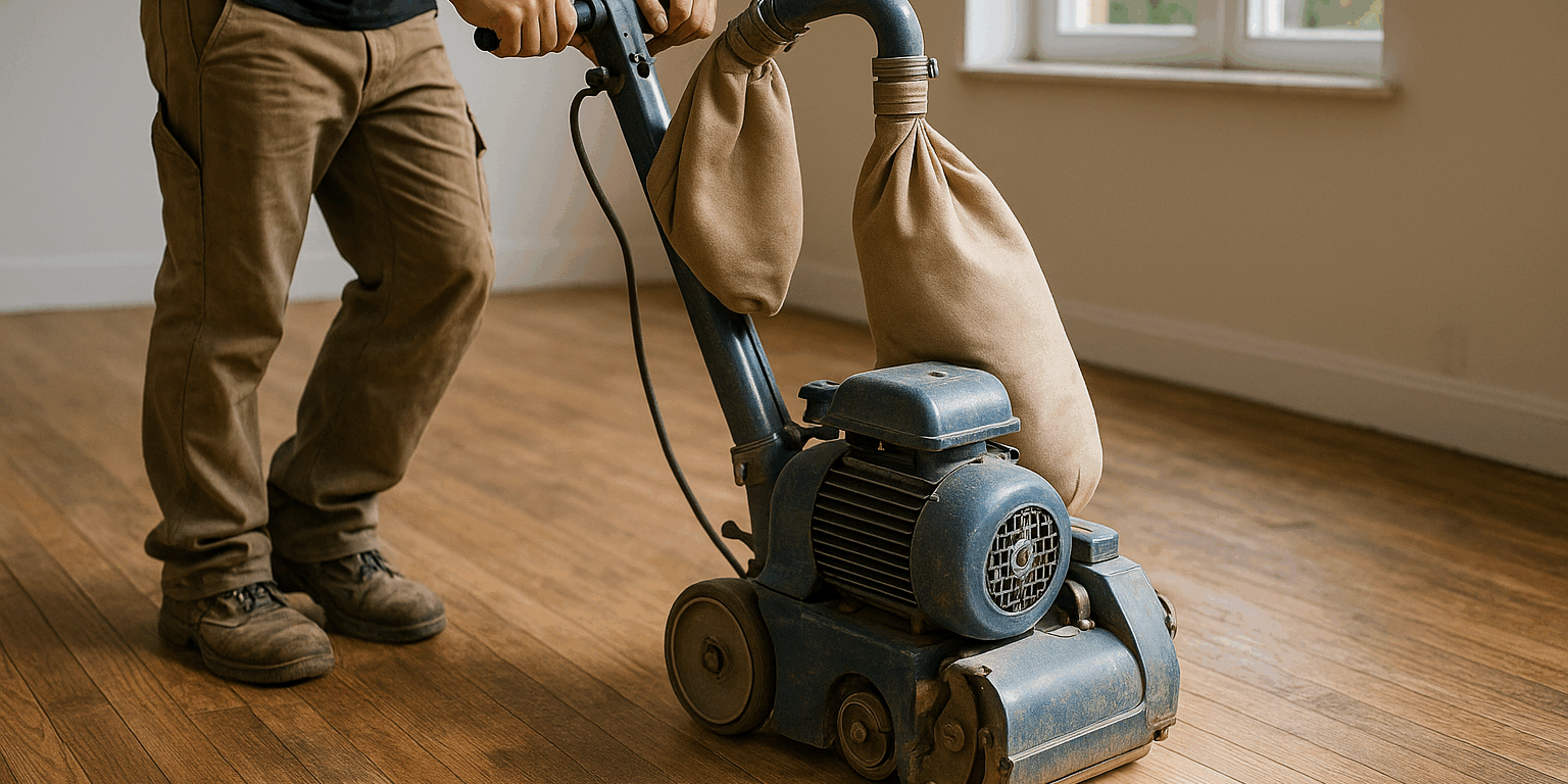 Illustration af Afslibning af trægulv: Skal du vælge professionel hjælp eller gør-det-selv?