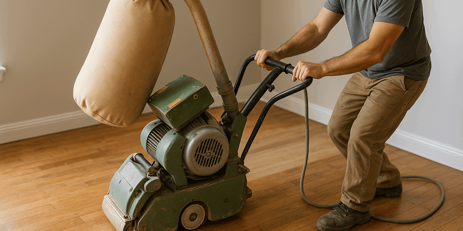 Illustration af Gulvafslibning pris: Hvad påvirker prisen, og hvordan får du det bedste tilbud?