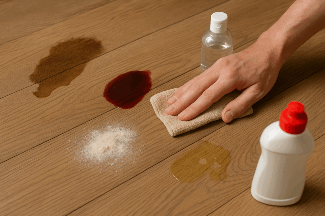 Illustration af Hvordan fjerner jeg pletter fra mit trægulv? Effektive metoder til et pletfrit resultat