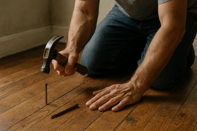 Illustration af Trægulv knirker: Sådan løser du problemet effektivt