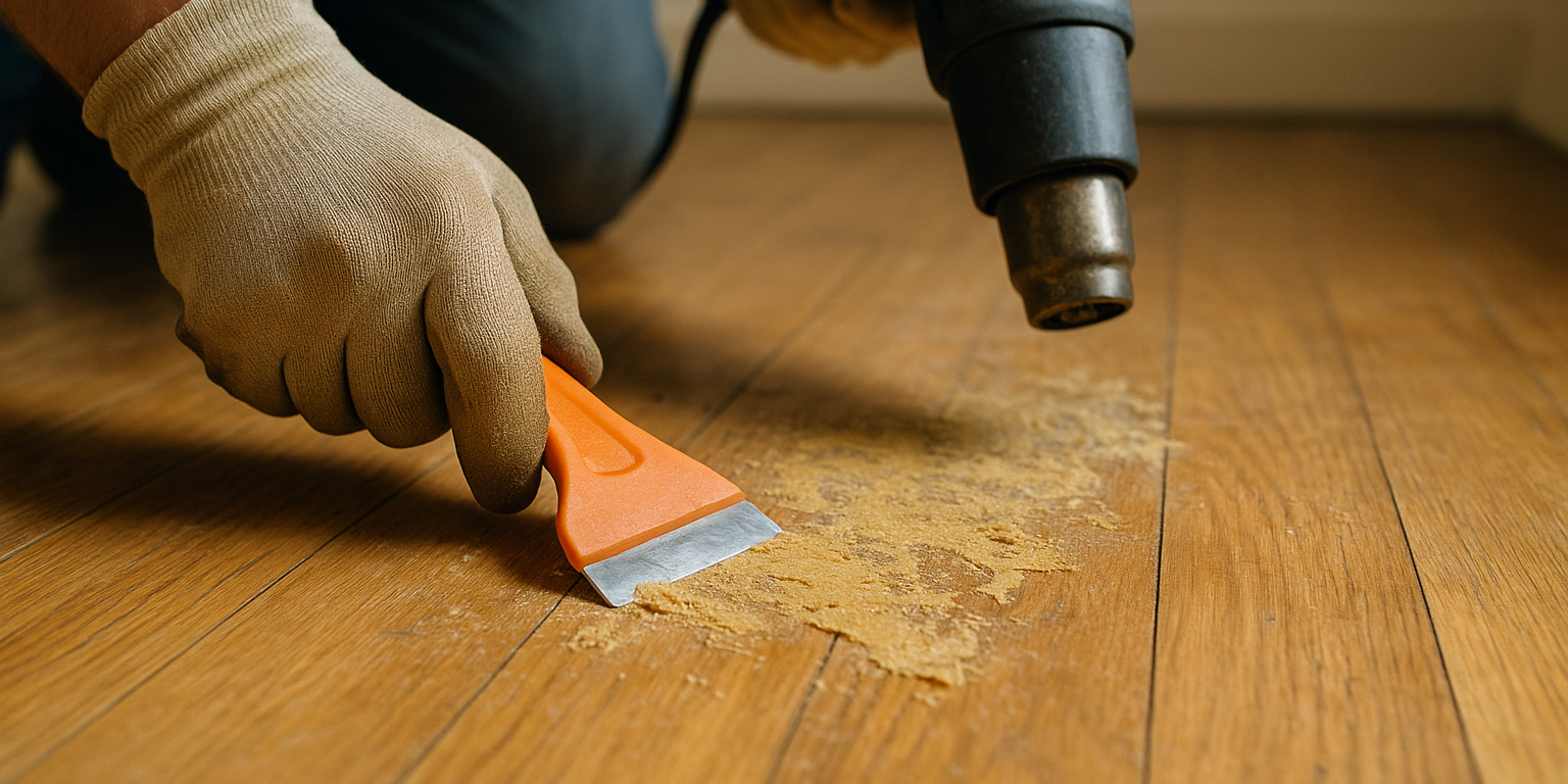 Illustration af Fjern limrester fra gulv: Effektive metoder til skånsom rengøring