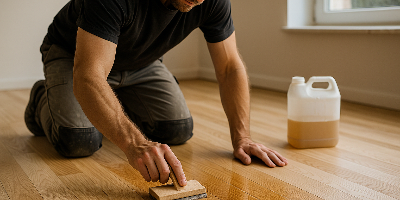Illustration af Professionel behandling af trægulv efter slibning: Sådan vælger du den rette løsning