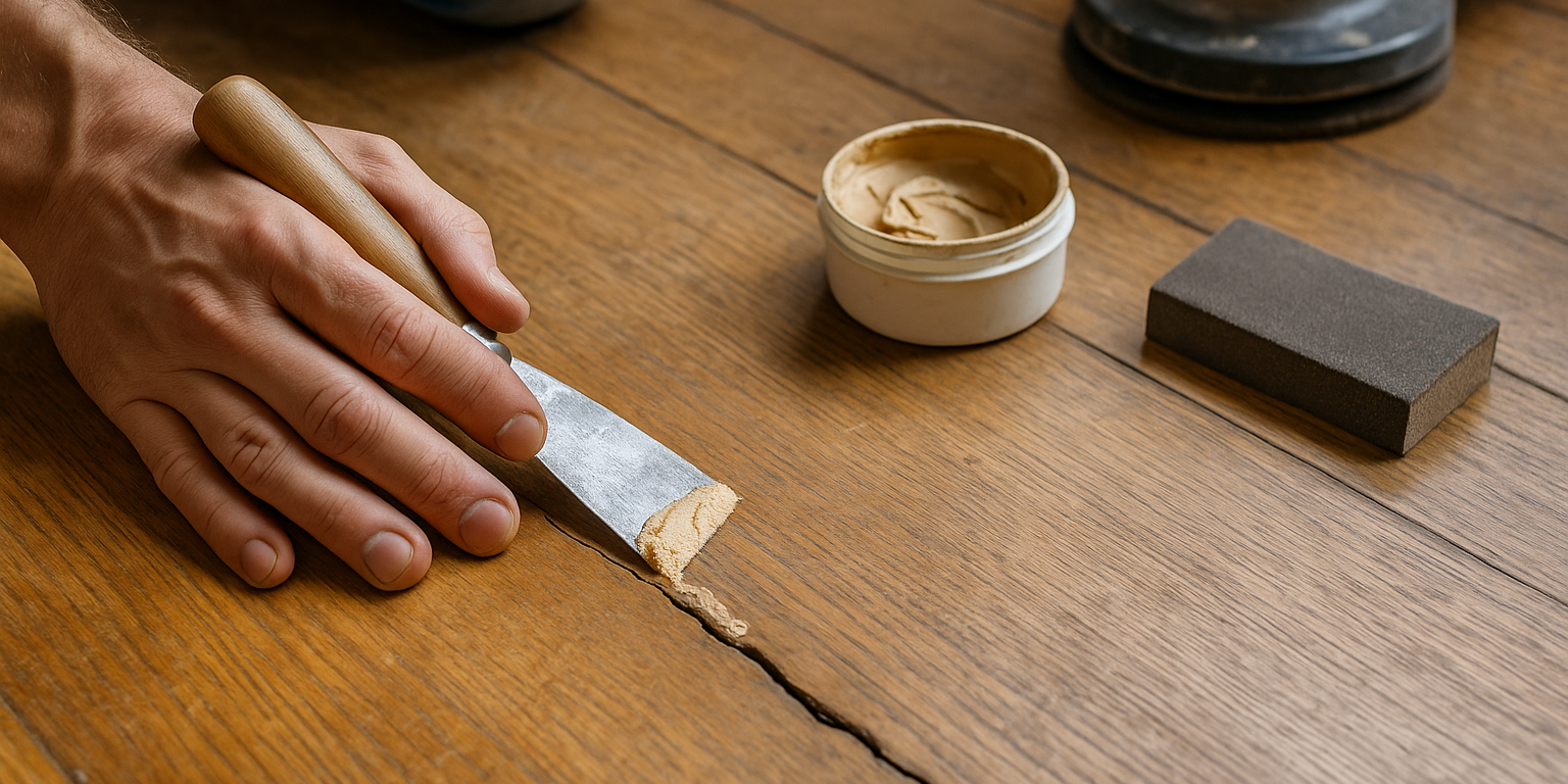 Sådan reparerer du revner i trægulv: En trin-for-trin guide Illustration af Sådan reparerer du revner i trægulv: En trin-for-trin guide