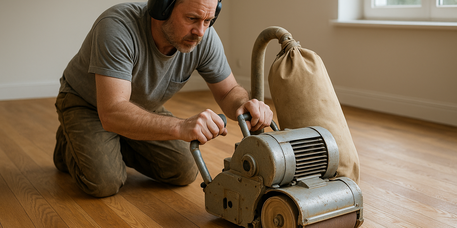 Illustration af Slibning af egetræsgulv: Sådan bevarer du træets naturlige skønhed