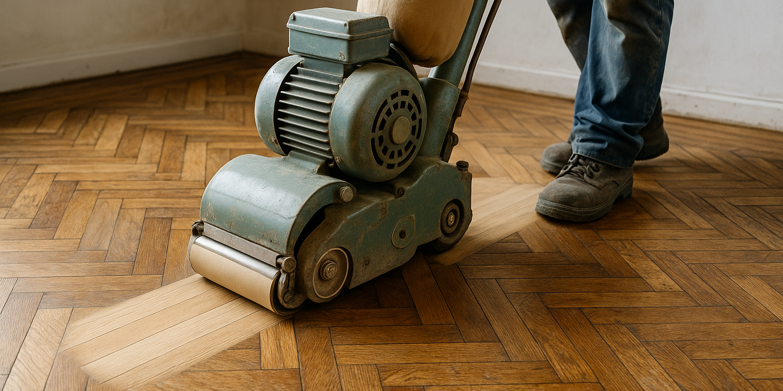Slibning af parketgulv: Sådan opnår du det bedste resultat Illustration af Slibning af parketgulv: Sådan opnår du det bedste resultat