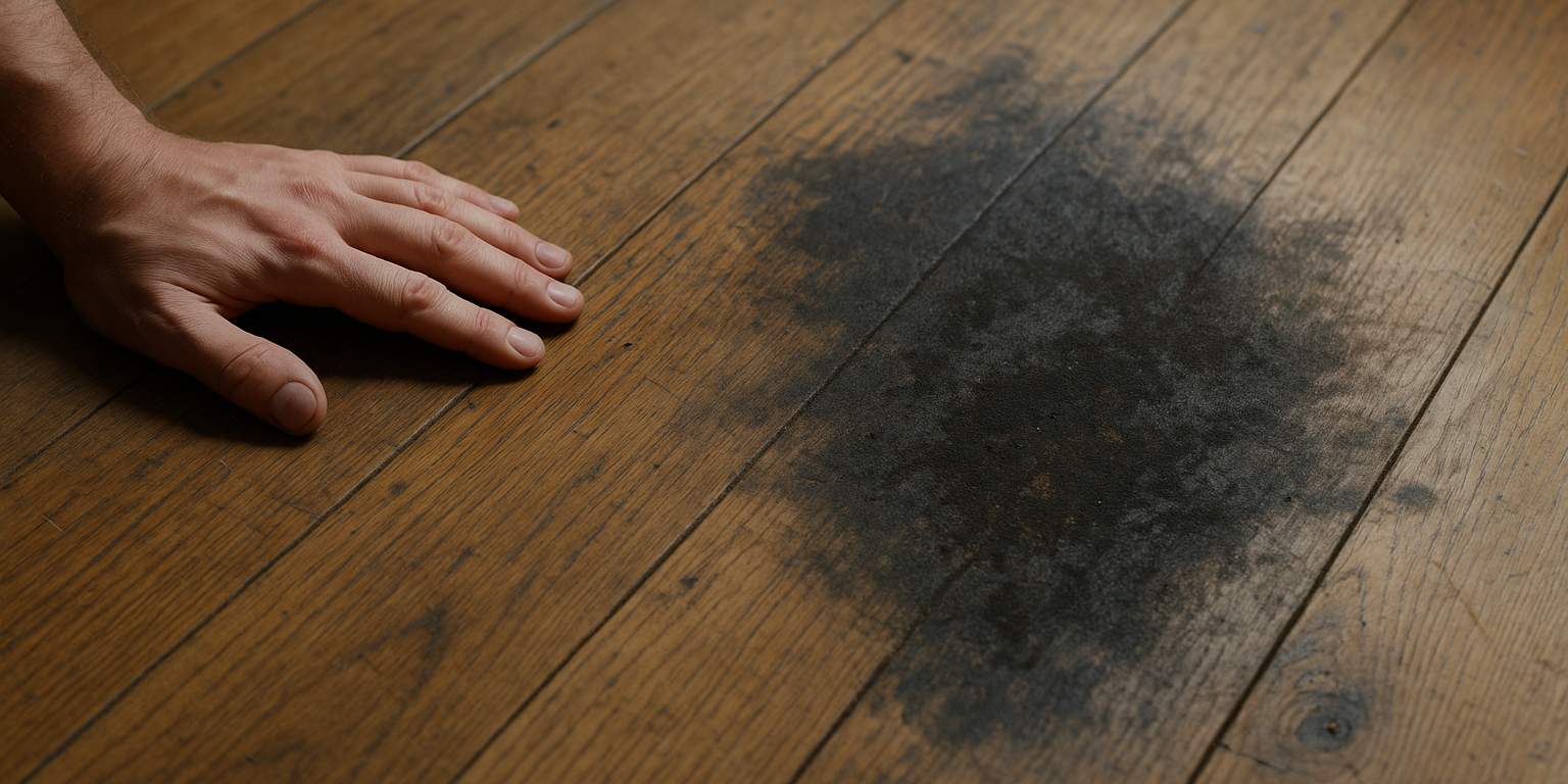 Illustration af Hvordan fjernes mørke pletter på trægulv: Effektive metoder og forebyggelse