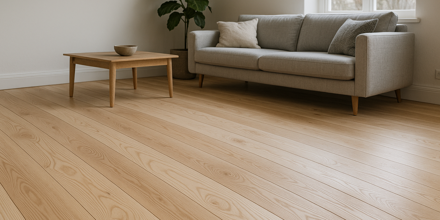 Illustration af Massiv ask plankegulv: Hvordan det kombinerer styrke og æstetik i dit hjem