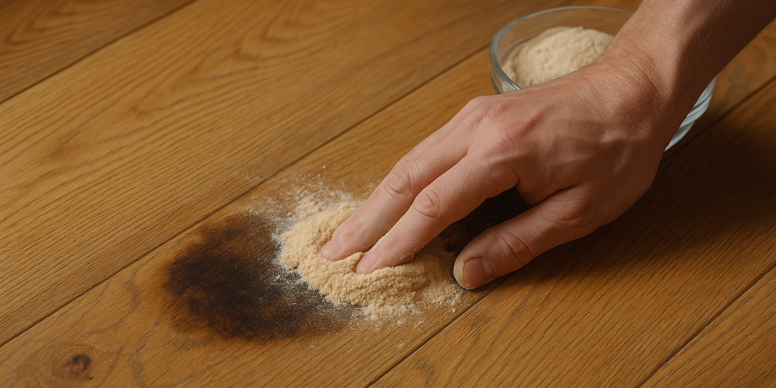 Illustration af Sådan fjerner du fedtpletter fra trægulv: Effektive metoder og tips