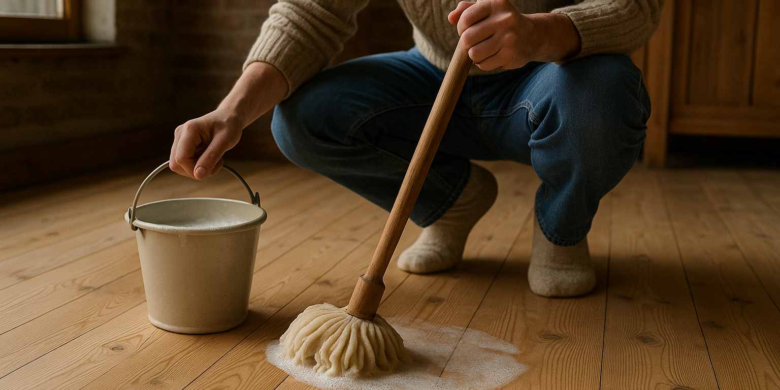 Illustration af Sæbebehandling af trægulv: Sådan bevarer du det naturlige og rustikke look