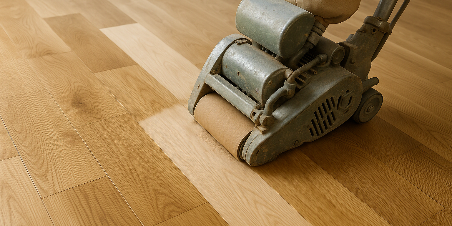 Illustration af Slibning af lamelparket: Hvad du skal vide før du går i gang