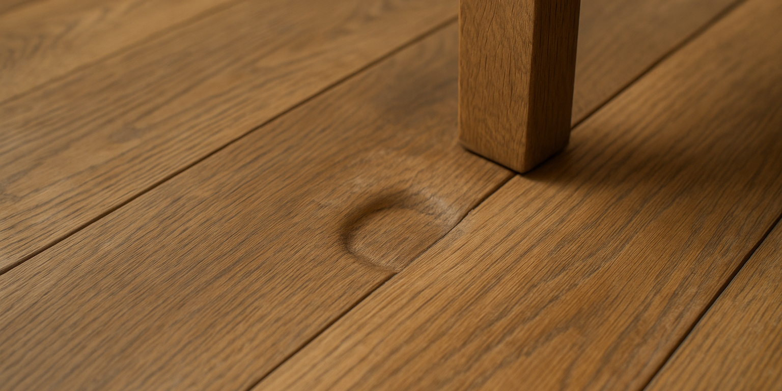 Illustration af Trykmærker i trægulv: Sådan fjerner du dem effektivt og nemt