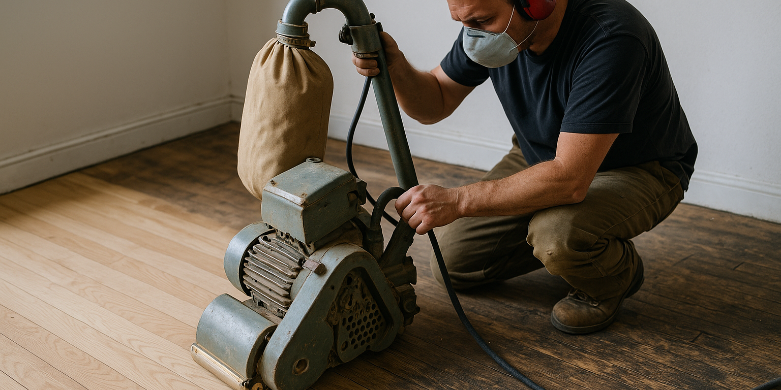 Dyb afslibning af trægulv: Hvornår er det tid til professionel hjælp? Illustration af Dyb afslibning af trægulv: Hvornår er det tid til professionel hjælp?