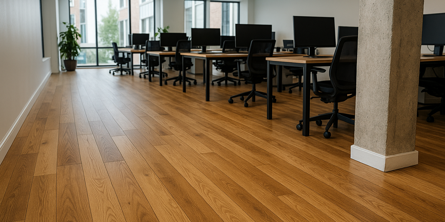 Illustration af Gulv i kontor: Sådan vælger du det perfekte underlag til dit arbejdsmiljø