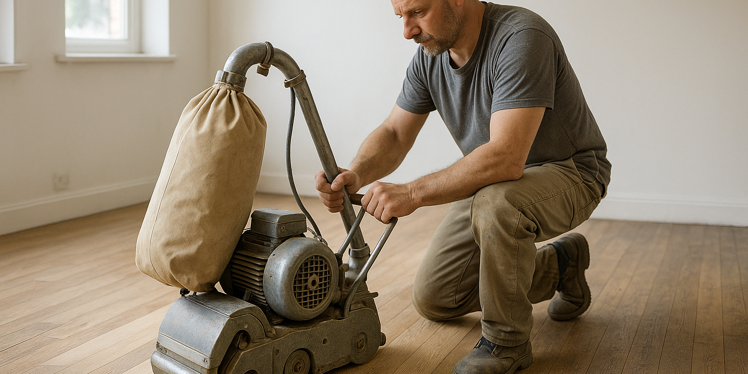 Illustration af Hvad sker der trin for trin ved gulvafslibning? Få en detaljeret guide her