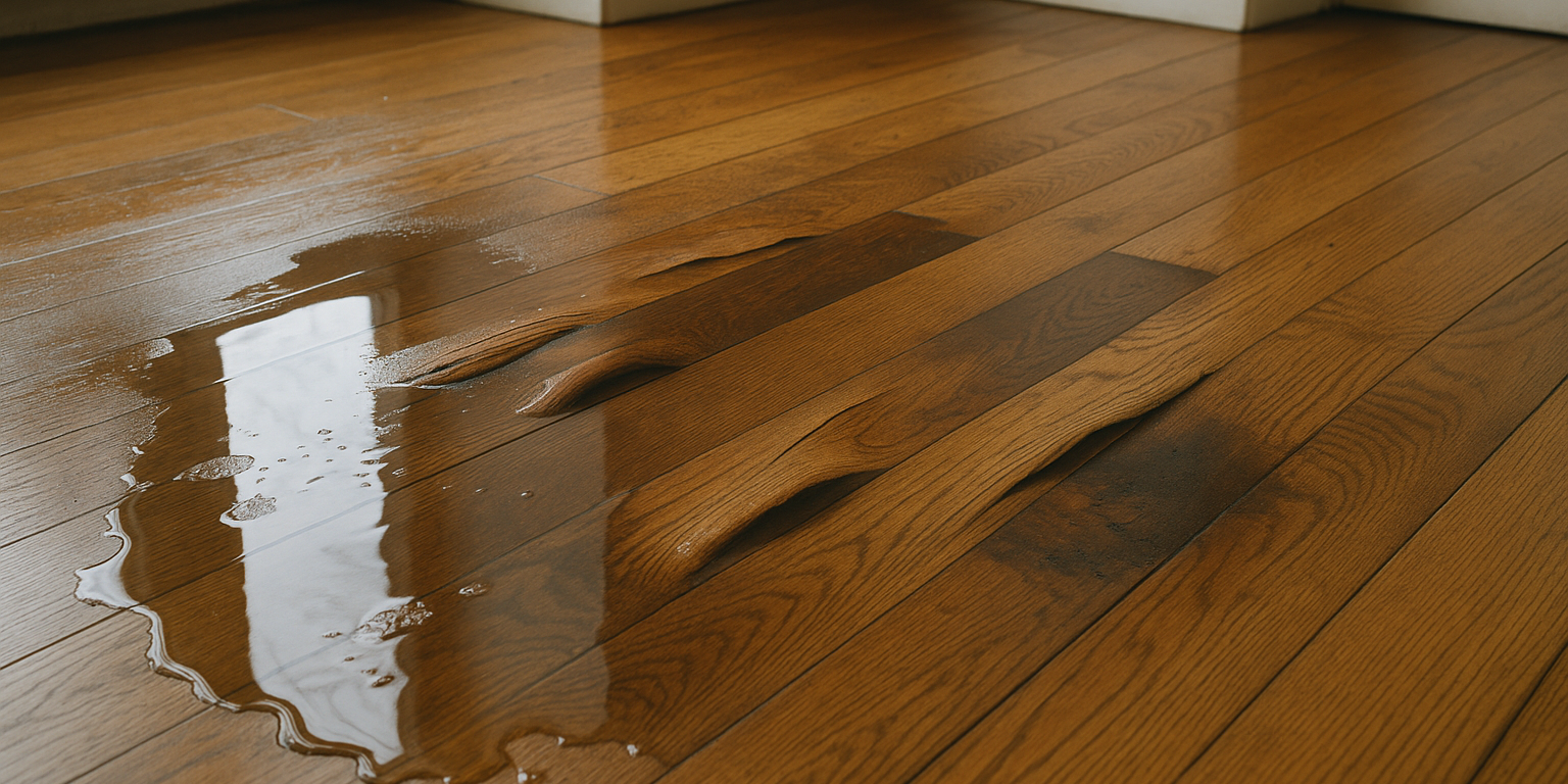 Illustration af Hvordan håndterer du vandskade på trægulv effektivt? Få ekspertråd her