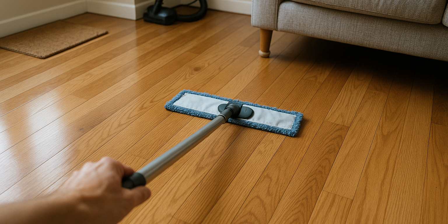 Illustration af Hvordan holder man gulv pænt længere: Effektive vedligeholdelsestips til trægulve