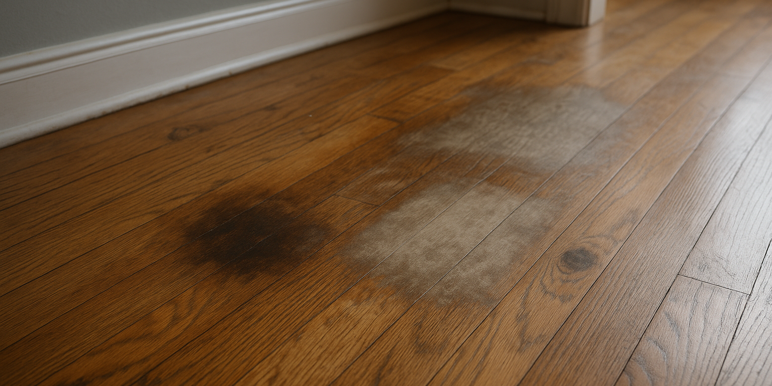 Illustration af Misfarvet parketgulv: Sådan genskaber du gulvets skønhed med professionelle løsninger