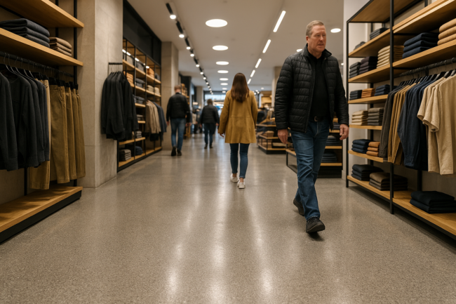 Illustration af Slidstærkt gulv til butik: Sådan vælger du det rette til høj trafik