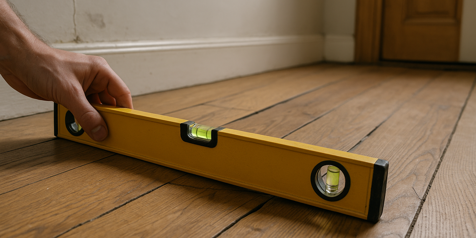 Illustration af Hvordan retter du et skævt plankegulv: Professionelle tips og løsninger