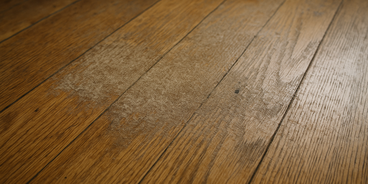 Illustration af Slidt laklag på gulv: Sådan genopfrisker du dit trægulv effektivt