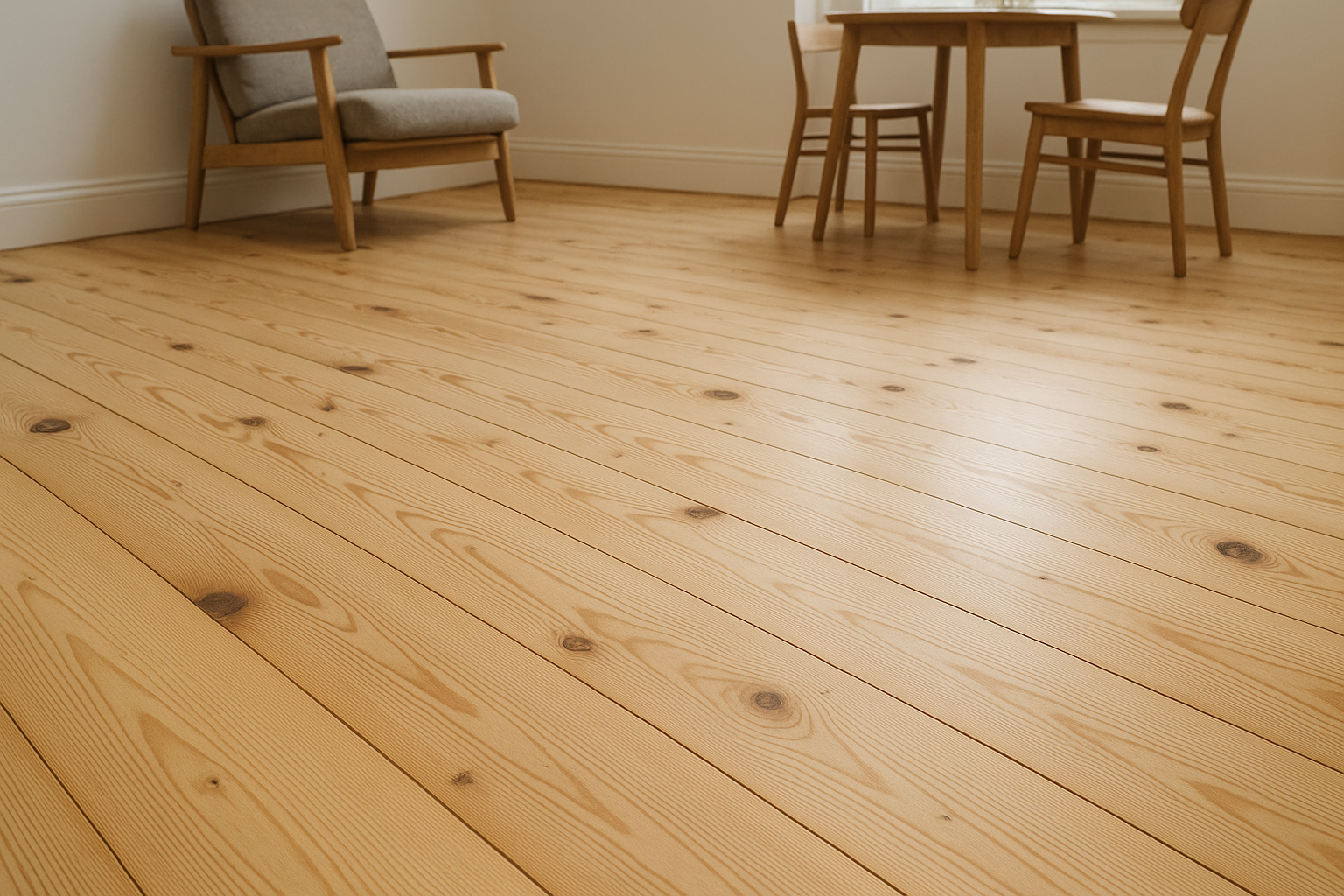 Illustration af Fyrretræsgulv: Fordele, ulemper og vedligeholdelsestips til dit hjem