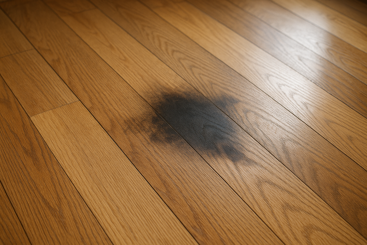 Illustration af Mørke pletter på trægulv: Sådan fjerner du dem effektivt og forebygger fremtidige skader