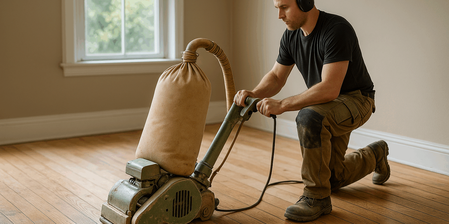 Illustration af Gulvafslibning i Viby: Få dit trægulv til at skinne igen med professionel hjælp