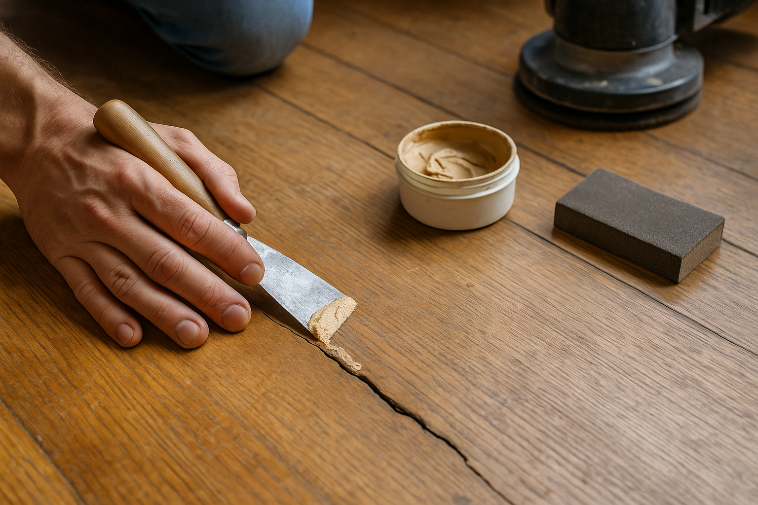 Illustration af Sådan reparerer du revner i trægulv: En trin-for-trin guide