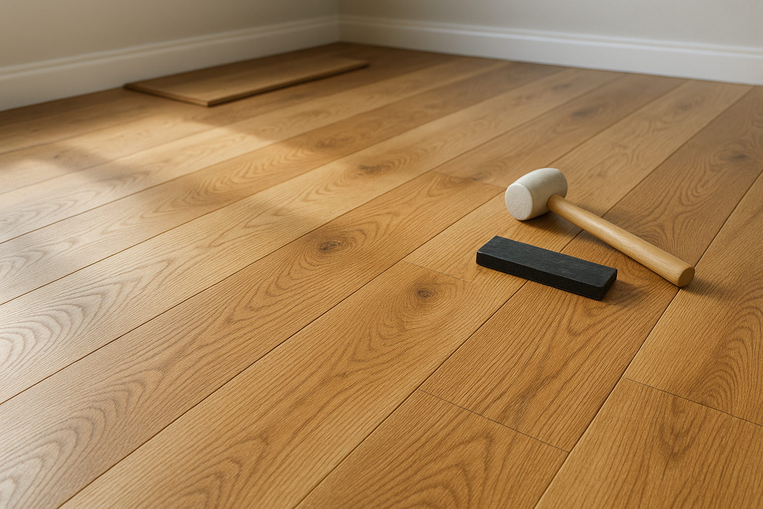 Illustration af Egetræ klikgulv: fordele, ulemper og faglige råd før du vælger nyt gulv