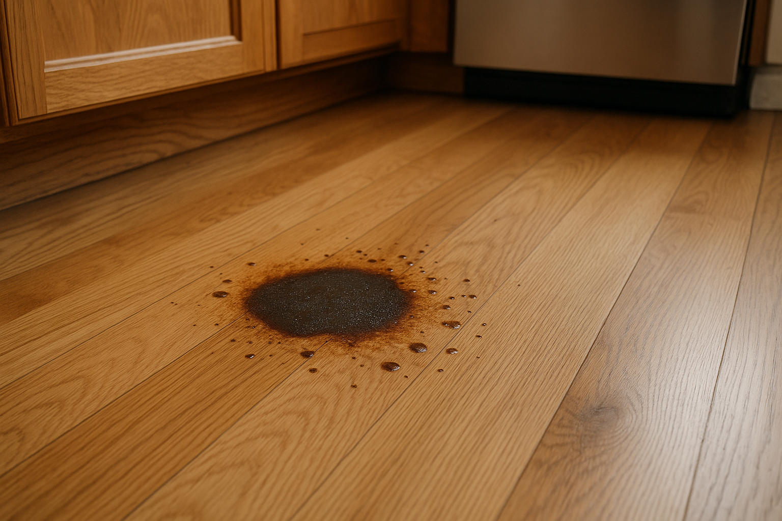 Illustration af Sådan fjerner du fedtpletter på trægulv: Effektive metoder og forebyggelse