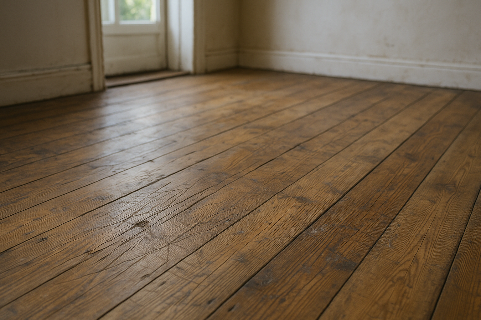 Illustration af Sådan forvandler du et slidt trægulv til et smukt blikfang