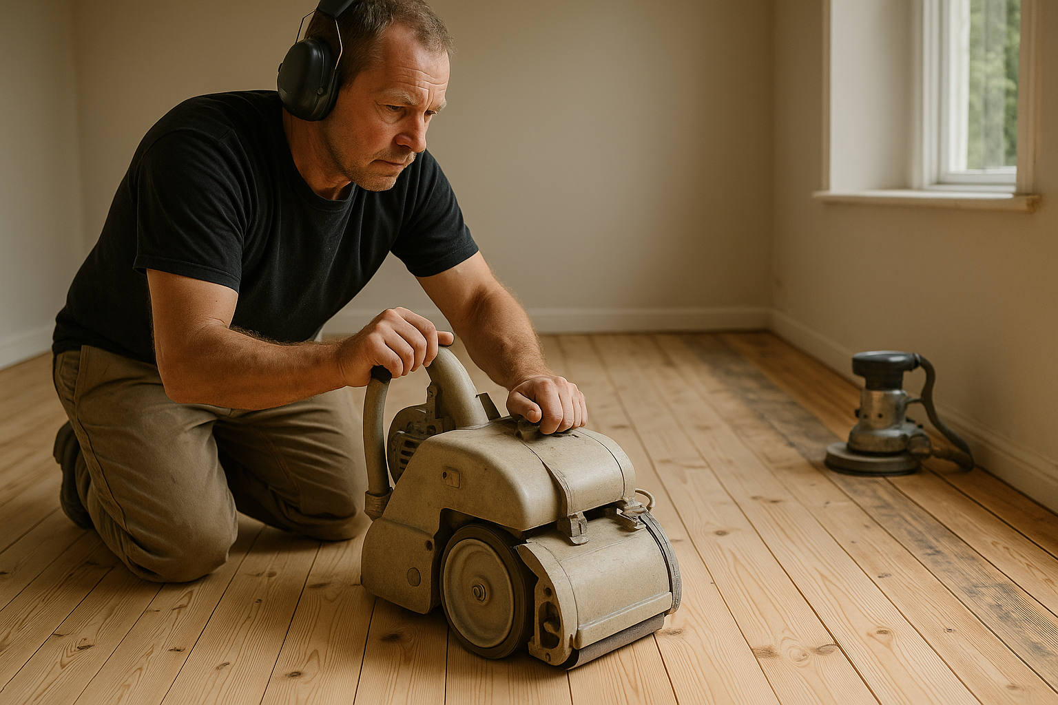 Illustration af Slibning af fyrretræsgulv: Sådan opnår du det bedste resultat