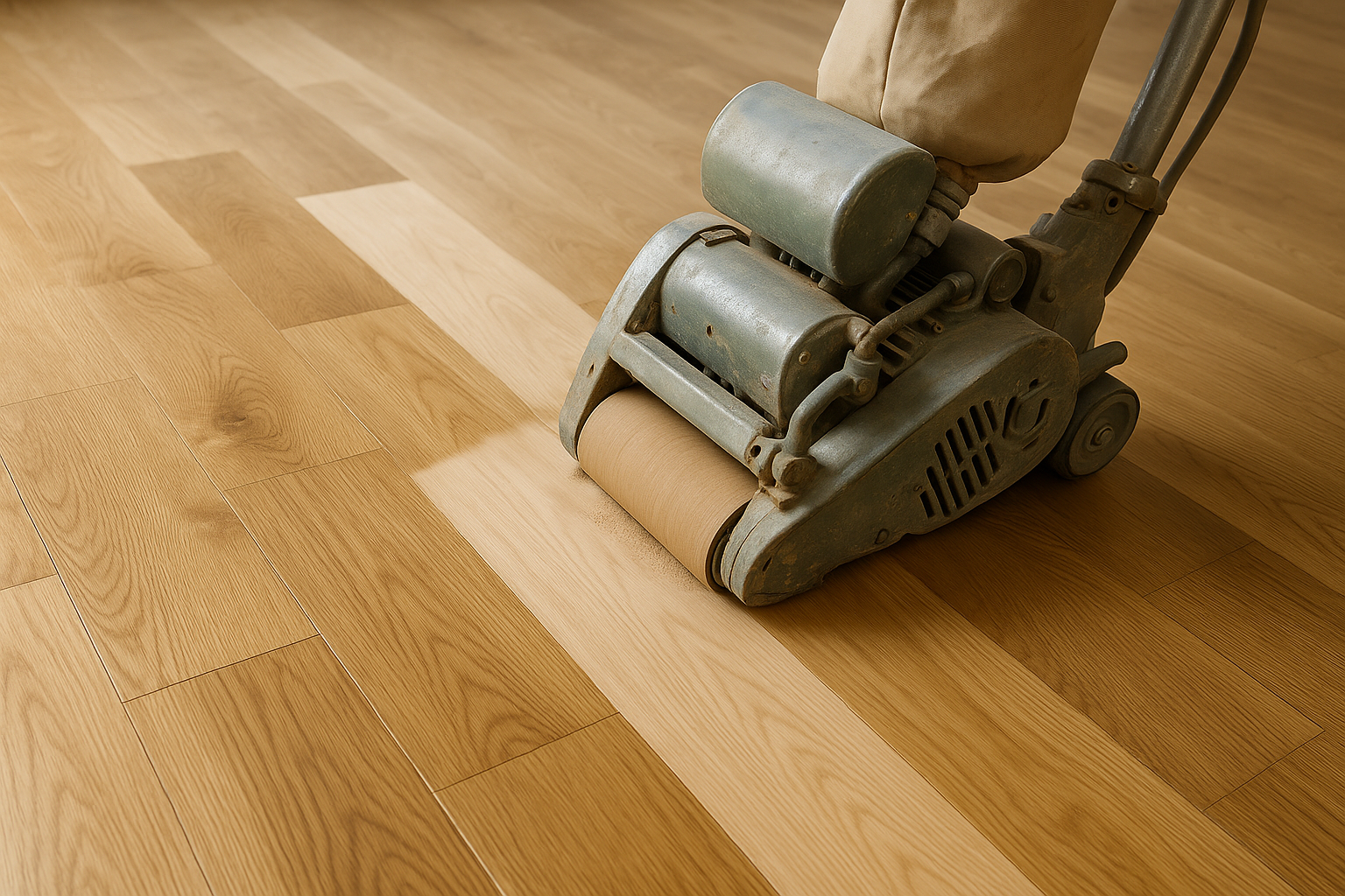 Illustration af Slibning af lamelparket: Hvad du skal vide før du går i gang