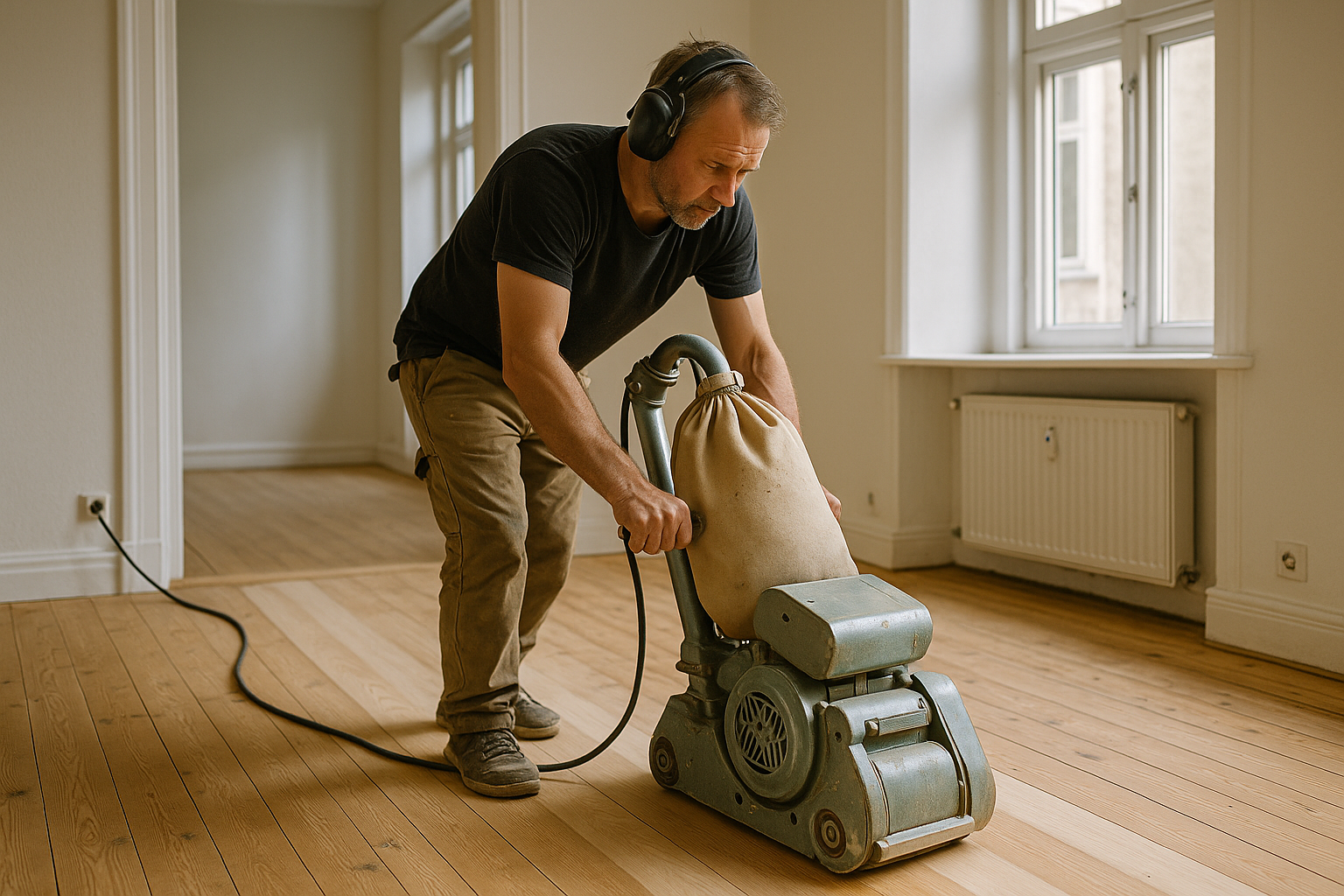 Illustration af Gulvafslibning i lejlighed: Sådan får du et smukt resultat på kort tid