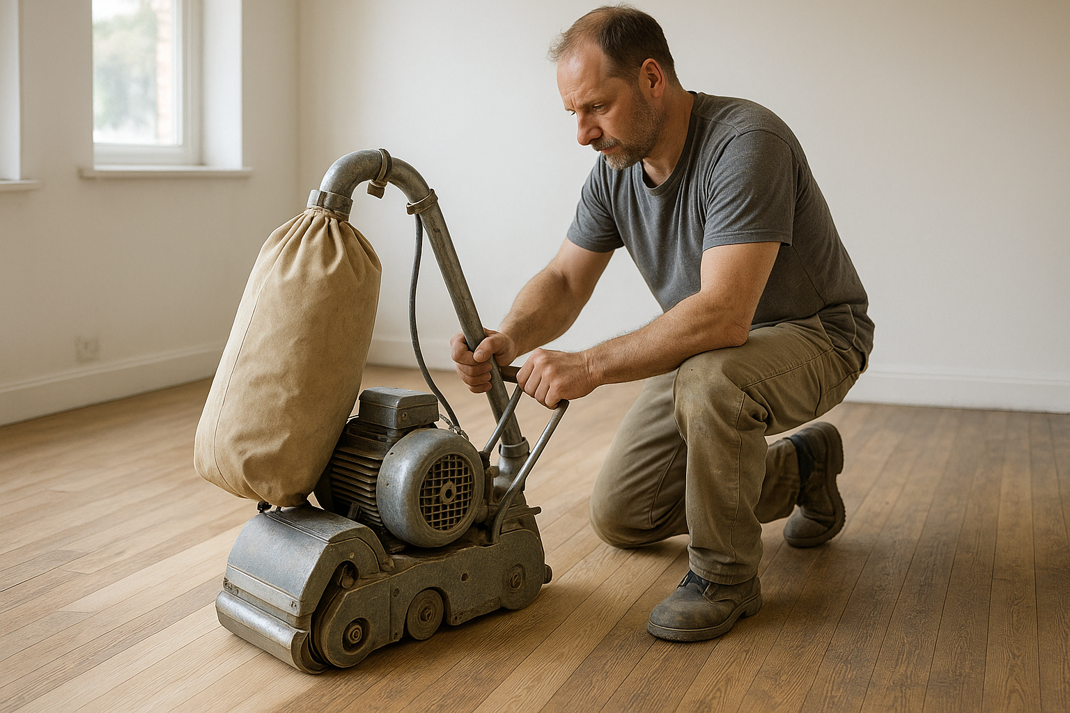 Illustration af Hvad sker der trin for trin ved gulvafslibning? Få en detaljeret guide her