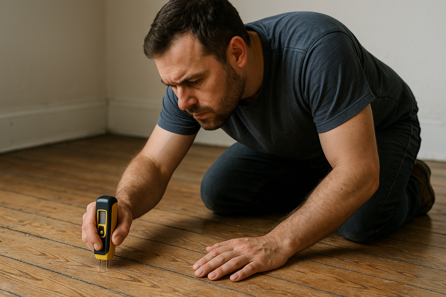 Illustration af Hvordan vurderes et trægulv inden afslibning: En guide til den rette beslutning
