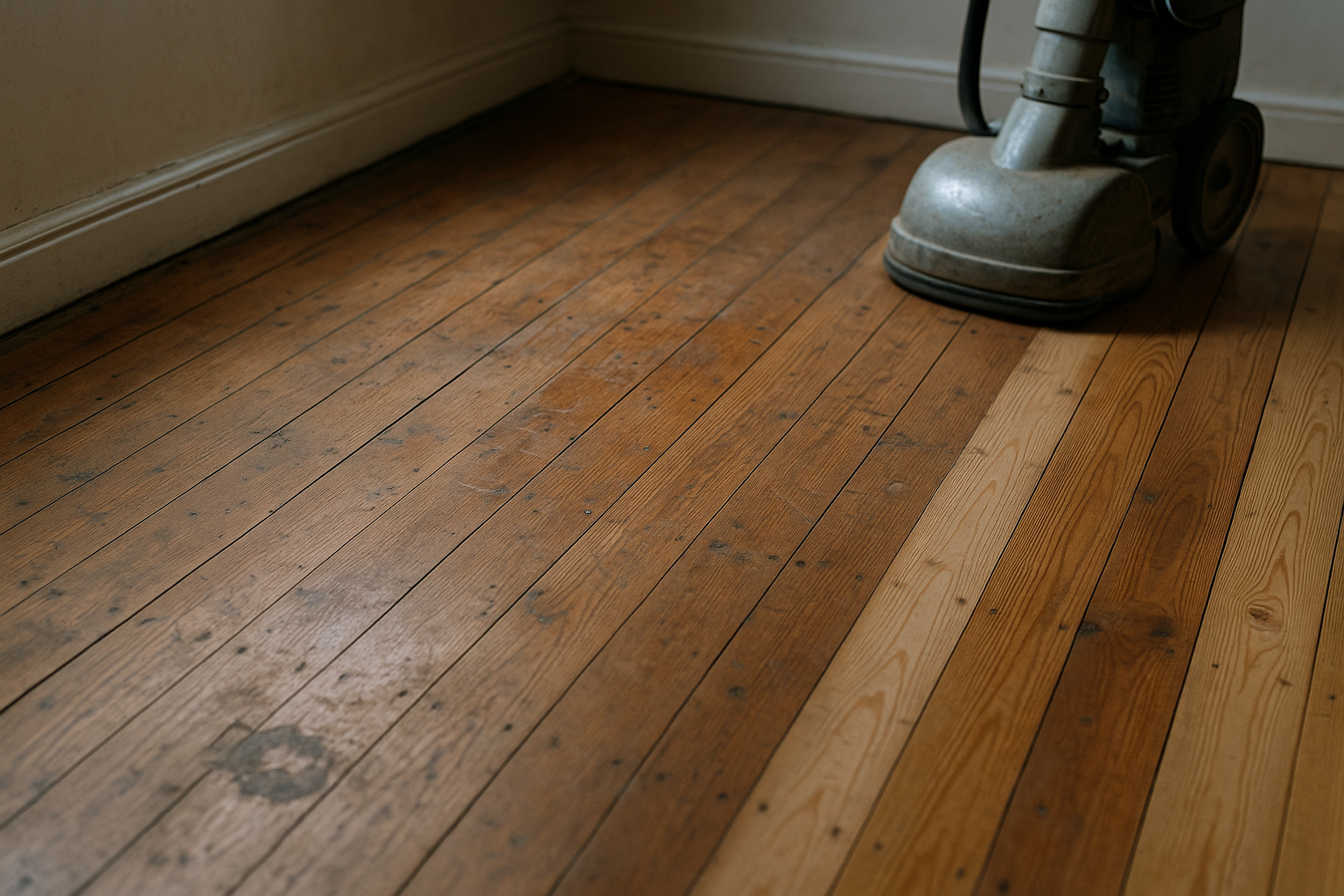 Illustration af Kan et trægulv blive pænt igen? Sådan genskaber du det flotte look