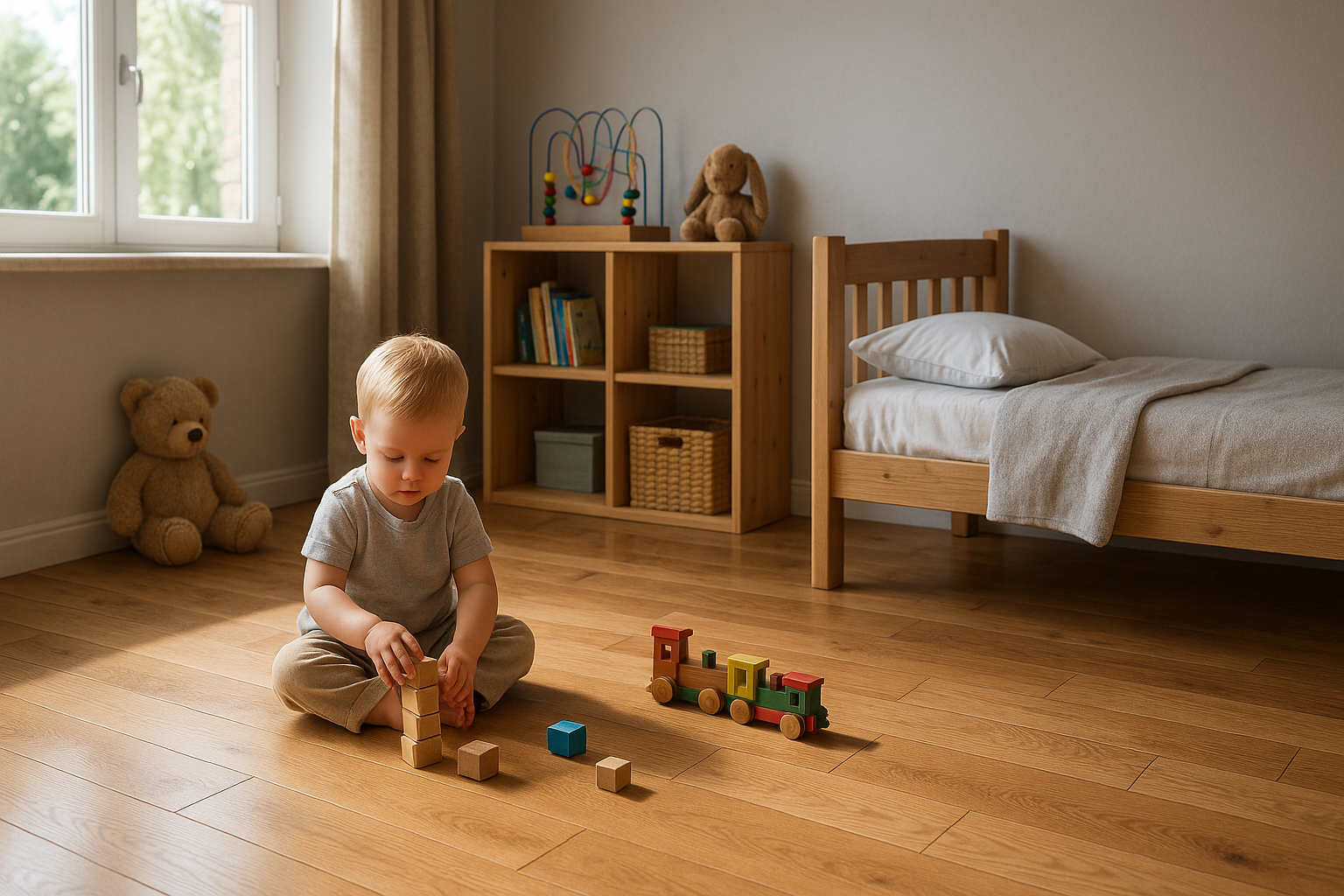 Illustration af Praktiske tips til gulv i børneværelse: Sikkerhed og komfort i fokus