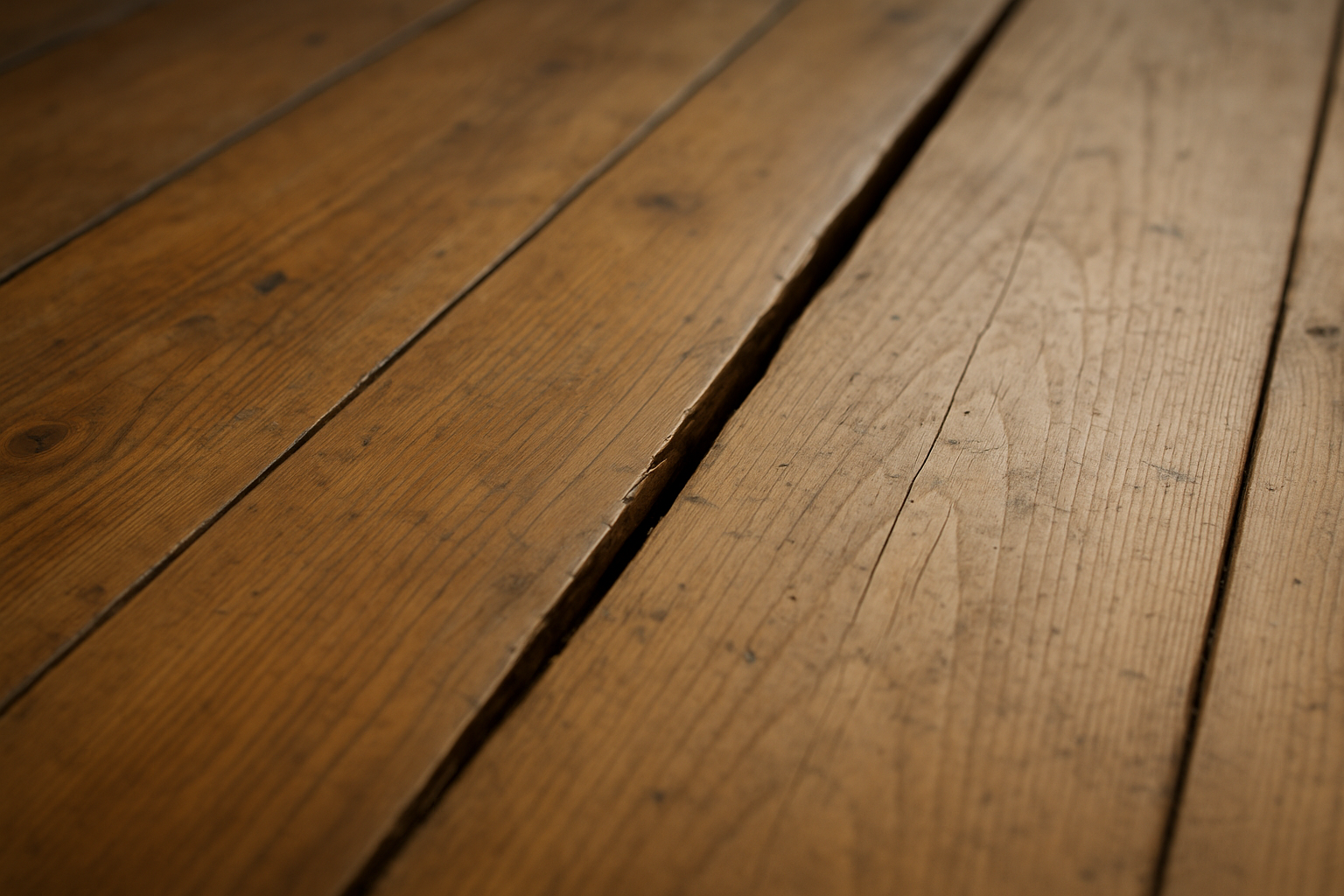 Illustration af Revner mellem gulvbrædder: Årsager, forebyggelse og reparationer
